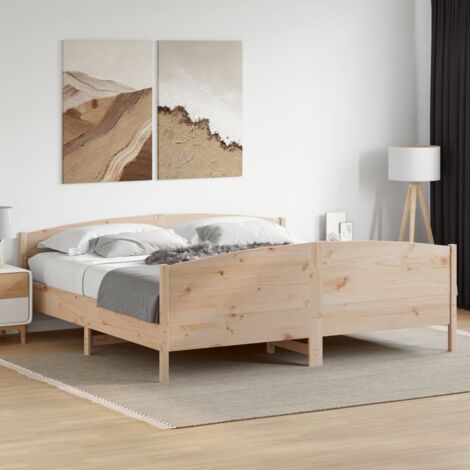 Lit Double,Lit Adulte,Cadre de lit avec tête de lit 200x200 cm Bois de pin massif CFW467676 CFW446951 (1/5)