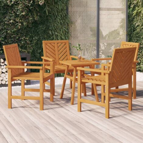 Lot de 4 Chaises à manger de jardin，Siège de Terrasse  Chaise d'extérieur bois massif d'acacia CFW823411 (1/5)