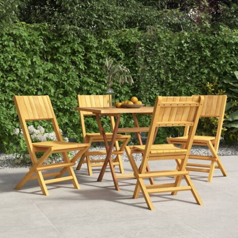 Lot de 4 Chaises de jardin,Siège de Terrasse Chaise d'extérieur pliantes 47x61x90cm bois massif teck CFW202565 (1/5)