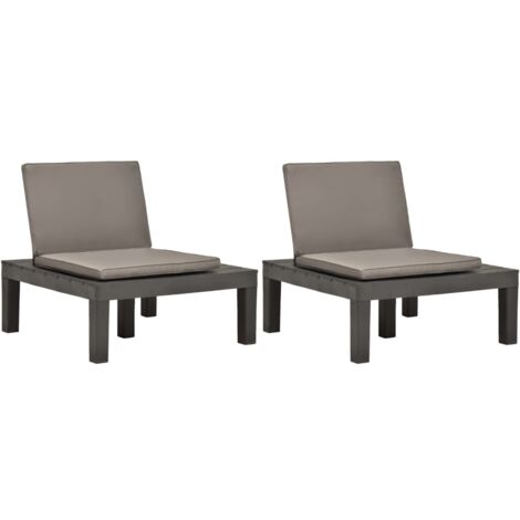 Chaises de salon de jardin,Siège de Terrasse Chaise d'extérieur et coussins 2pc Plastique Anthracite CFW444697 (1/5)