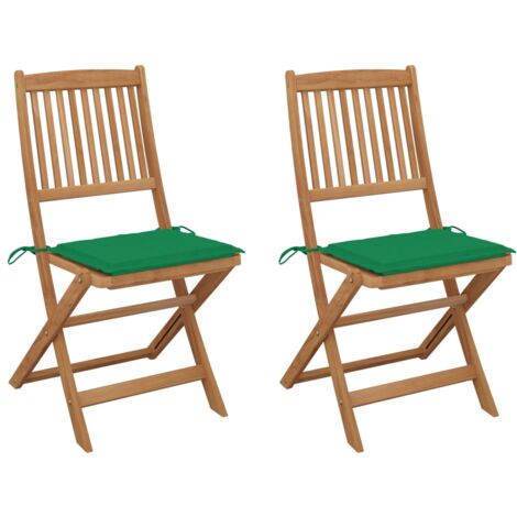 Lot de 2 Chaises pliables de jardin,Siège de Terrasse Chaise d'extérieur avec coussins Bois d'acacia CFW130758 (1/5)