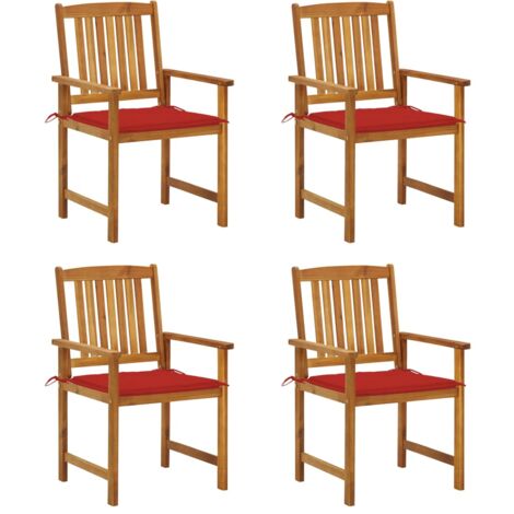 Lot de 4 Chaises de jardin,Siège de Terrasse Chaise d'extérieur avec coussins Bois d'acacia massif CFW202534 (1/5)