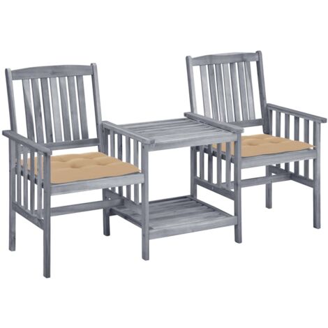 Chaises de jardin,Siège de Terrasse Chaise d'extérieur avec table à thé et coussins Acacia solide CFW335424 (1/5)