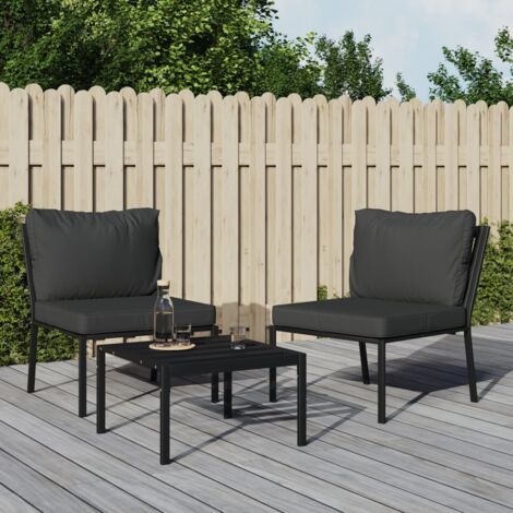 Lot de 2 Chaises de jardin,Siège de Terrasse Chaise d'extérieur avec coussins gris 60x74x79 cm acier CFW282466 (1/5)