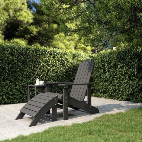 Chaise de jardin,Siège de Terrasse Chaise d'extérieur Adirondack avec repose-pied PEHD anthracite CFW306177 (1/5)