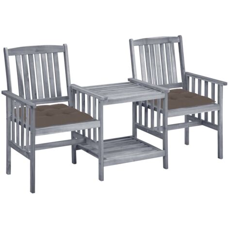 Chaises de jardin,Siège de Terrasse Chaise d'extérieur avec table à thé et coussins Acacia solide CFW295913 (1/5)