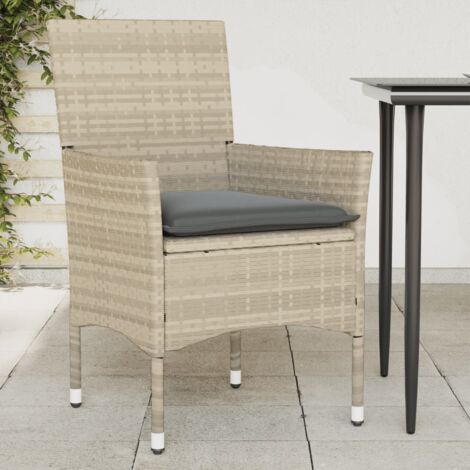 Lot de 2 Chaises de jardin,Siège de Terrasse Chaise d'extérieur coussins gris clair résine tressée CFW177606 (1/5)