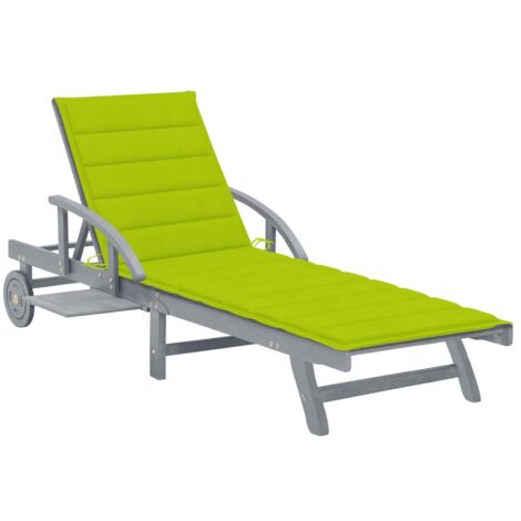 Chaise longue Bain de soleil Transat de relaxation de jardin avec coussin Bois d'acacia solide CFW872962 (1/5)