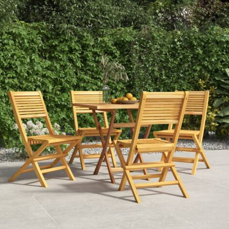 Lot de 4 Chaises de jardin,Siège de Terrasse Chaise d'extérieur pliantes 47x62x90cm bois massif teck CFW112154 (1/5)