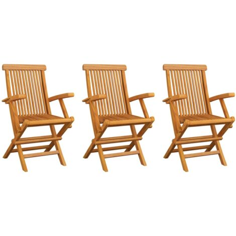 Lot de 3 Chaises de jardin,Siège de Terrasse Chaise d'extérieur Bois de teck massif CFW977985 (1/5)