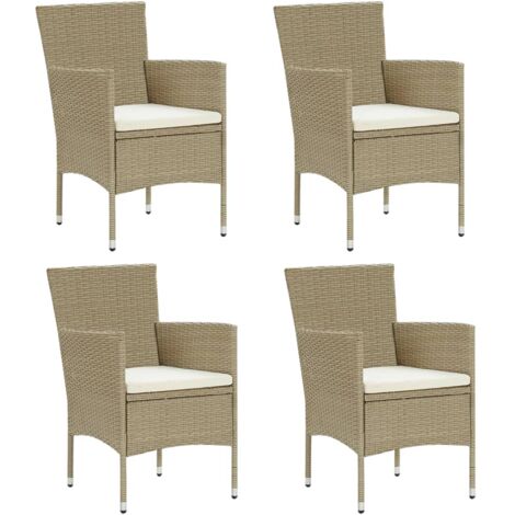 Lot de 4 Chaises à manger de jardin,Siège de Terrasse Chaise d'extérieur Résine tressée Beige CFW717456 (1/5)