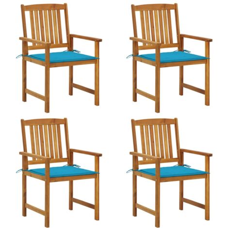 Lot de 4 Chaises de jardin，Siège de Terrasse  Chaise d'extérieur avec coussins Bois d'acacia massif CFW259710 (1/5)