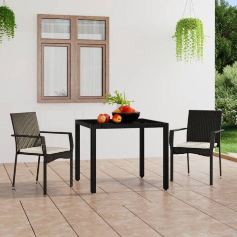 Lot de 2 Chaises de jardin,Siège de Terrasse Chaise d'extérieur avec coussins Résine tressée Noir CFW619832 (1/5)