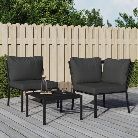 Chaise de jardin,Siège de Terrasse Chaise d'extérieur avec coussins gris 76x76x79 cm acier CFW651313 (1/5)