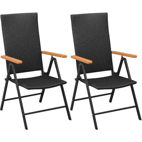 Lot de 2 Chaises empilables de jardin，Siège de Terrasse  Chaise d'extérieur Résine tressée Noir CFW245855 (1/5)