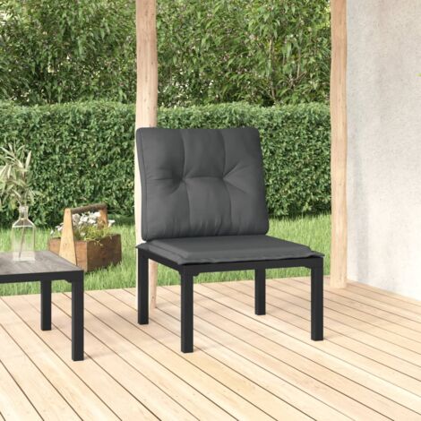 Chaise de jardin,Siège de Terrasse Chaise d'extérieur avec coussins noir/gris résine tressée CFW524355 (1/5)