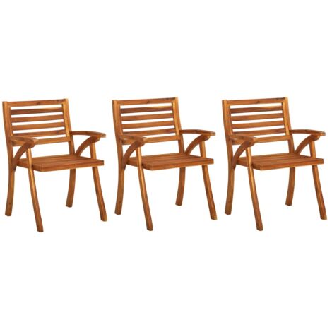 Lot de 3 Chaises de jardin，Siège de Terrasse  Chaise d'extérieur Bois d'acacia solide CFW497674 (1/5)