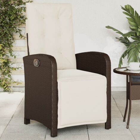 Chaise inclinable de jardin,Siège de Terrasse Chaise d'extérieur repose-pied marron résine tressée CFW654629 (1/5)