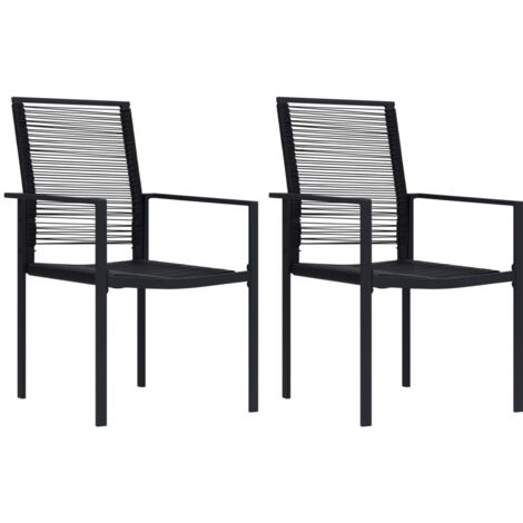 Lot de 2 Chaises de jardin,Siège de Terrasse Chaise d'extérieur Rotin PVC Noir CFW133638 (1/5)