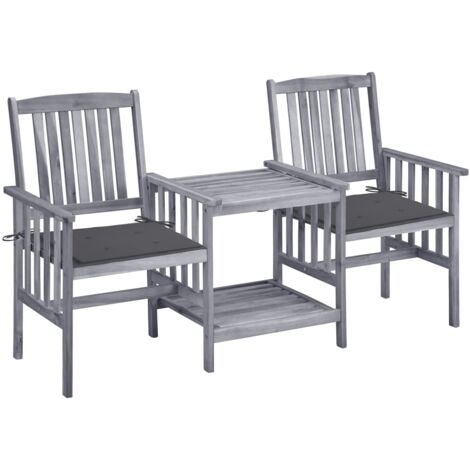 Chaises de jardin,Siège de Terrasse Chaise d'extérieur avec table à thé et coussins Acacia solide CFW960652 (1/5)