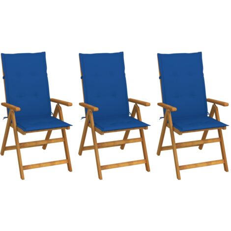 Lot de 3 Chaises pliables de jardin,Siège de Terrasse Chaise d'extérieur avec coussins Bois d'acacia CFW814029 (1/5)