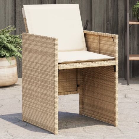 Lot de 4 Chaises de jardin，Siège de Terrasse  Chaise d'extérieur avec coussins beige résine tressée CFW136519 (1/5)