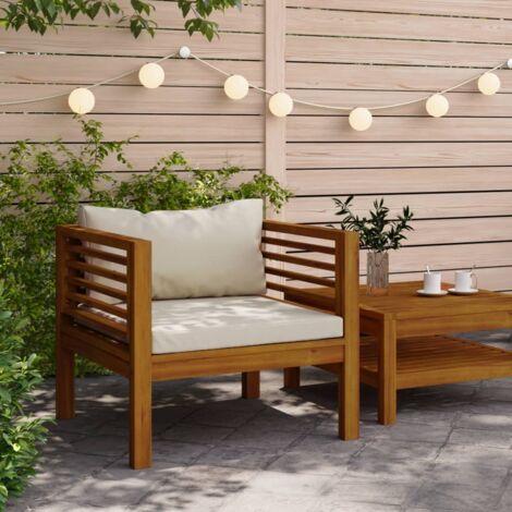 Chaise de jardin,Siège de Terrasse Chaise d'extérieur avec coussins blanc crème Bois d'acacia massif CFW963832 (1/5)