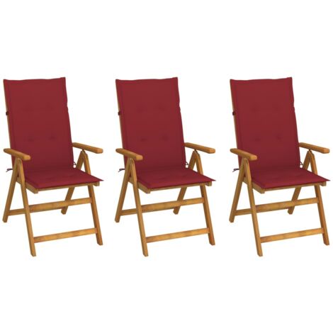 Lot de 3 Chaises pliables de jardin,Siège de Terrasse Chaise d'extérieur avec coussins Bois d'acacia CFW447433 (1/5)