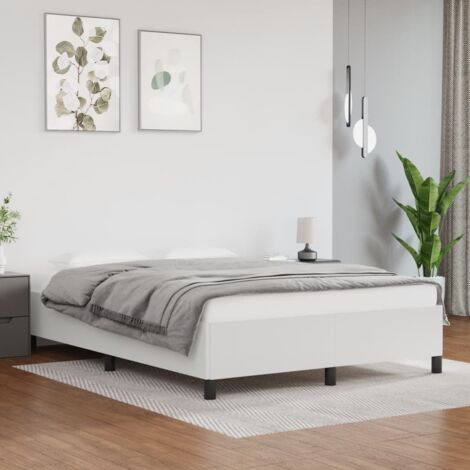 Lit double，Lit adulte，Cadre de lit Blanc 140x190 cm Similicuir229155 CFW467612 (1/5)