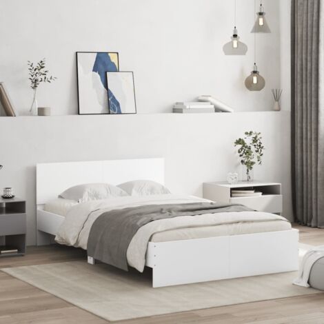 Lit Double,Lit Adulte,Cadre de lit avec tête de lit blanc 135x190 cm CFW189777 CFW660325 (1/5)