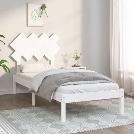 Lit simple，Lit adulte，Cadre de lit Blanc 90x200 cm Bois massif177812 CFW855380 (1/5)