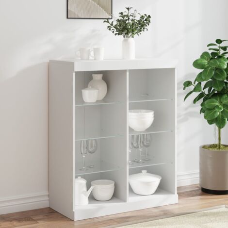 Buffet,Meuble de Rangement,Bahut pour Salon, Salle à Manger, Cuisine avec lumières LED blanc 81x37x100 cm CFW951251 (1/5)