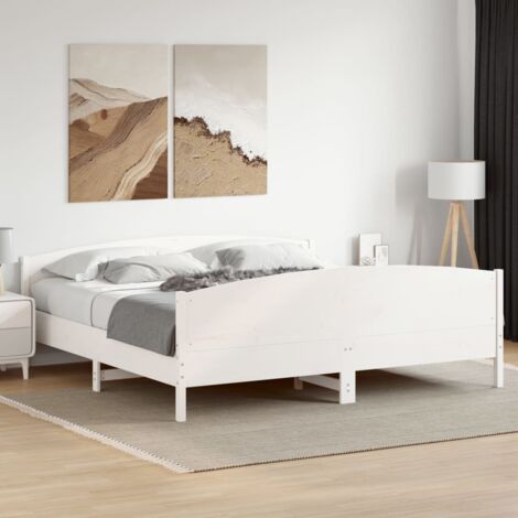 Lit Double,Lit Adulte,Cadre de lit et tête de lit blanc 200x200 cm bois de pin massif CFW702385 CFW122756 (1/5)