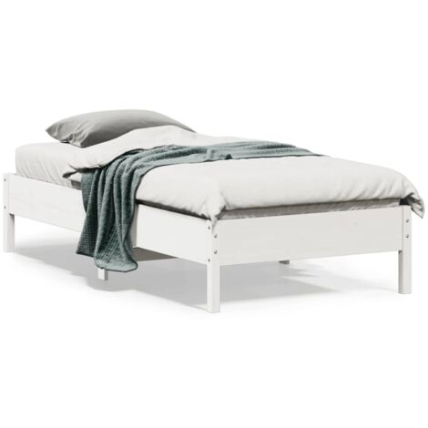 Lit simple，Lit adulte，Cadre de lit Blanc 90x190 cm Bois de pin massif CFW46954 CFW899122 (1/5)