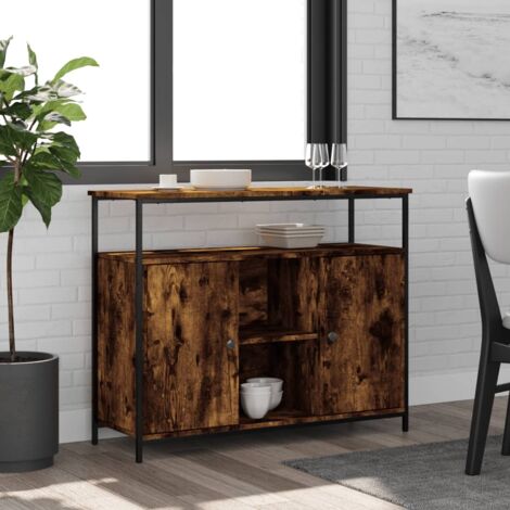 Buffet,Meuble de Rangement,Bahut pour Salon, Salle à Manger, Cuisine chêne fumé 100x35x80 cm bois d'ingénierie CFW571403 (1/5)