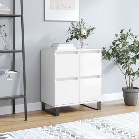 Buffet，Meuble de Rangement，Bahut pour Salon, Salle à Manger, Cuisine Blanc brillant 60x35x70 cm Bois d'ingénierie CFW225922 (1/5)