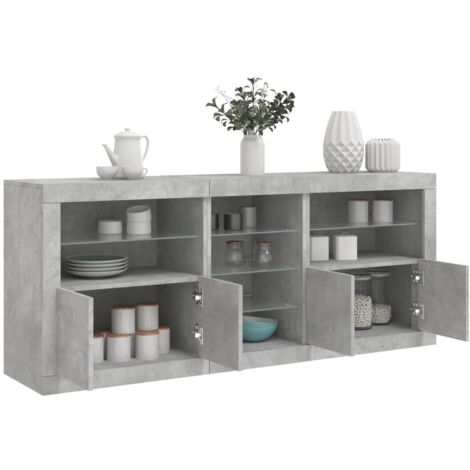 Buffet,Meuble de Rangement,Bahut pour Salon, Salle à Manger, Cuisine avec lumières LED gris béton 162x37x67 cm CFW551356 (1/5)