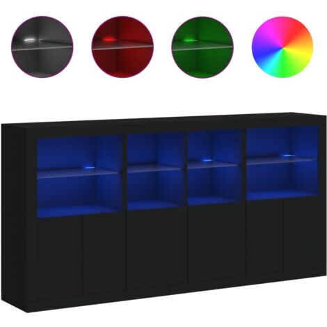 HaoChrymec Buffet LED Avec éclairage RVB, Meuble Laqué Blanc, Commode