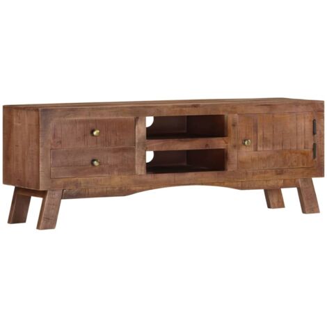 Meuble TV,Banc TV Moderne,Meuble de Rangement 110x30x40 cm Bois de manguier brut CFW956820 (1/5)