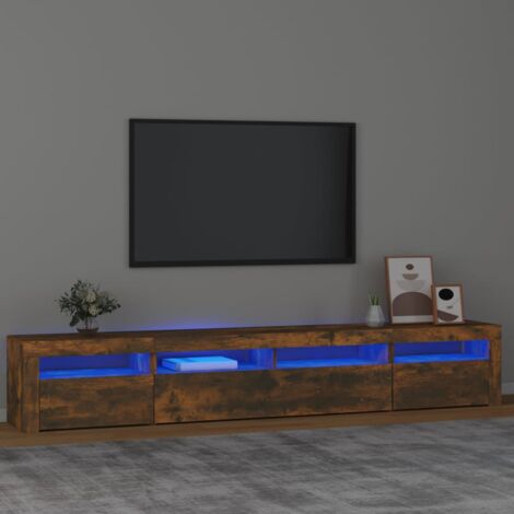 Meuble TV,Banc TV Moderne,Meuble de Rangement avec lumières LED Chêne fumé 240x35x40 cm CFW964483 (1/5)