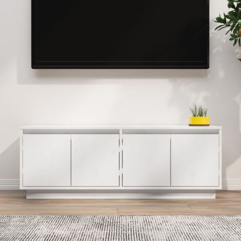 Meuble TV，Banc TV Moderne，Meuble de Rangement Blanc 110x34x40 cm Bois de pin massif CFW507479 (1/5)