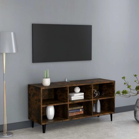 Meuble TV,Banc TV Moderne,Meuble de Rangement avec pieds en métal Chêne fumé 103,5x30x50 cm CFW577906 (1/5)