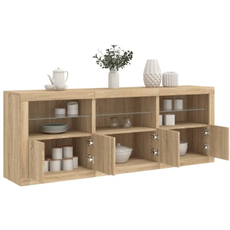Buffet,Meuble de Rangement,Bahut pour Salon, Salle à Manger, Cuisine avec lumières LED chêne sonoma 181,5x37x67 cm CFW907439 (1/5)