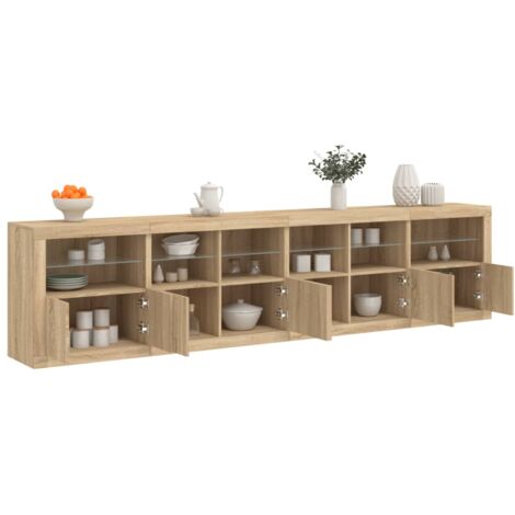 Buffet,Meuble de Rangement,Bahut pour Salon, Salle à Manger, Cuisine avec lumières LED chêne sonoma 283x37x67 cm CFW944869 (1/5)