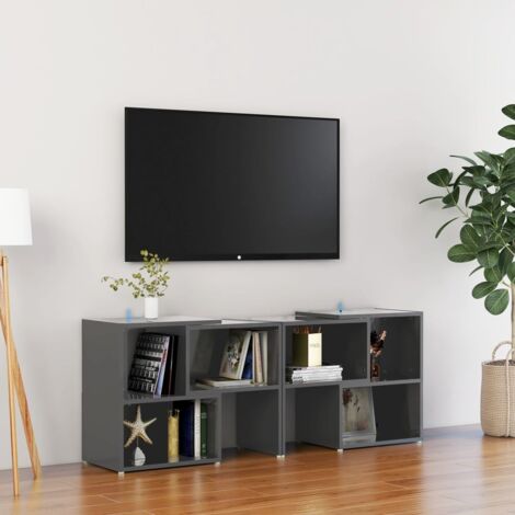 Meuble TV,Banc TV Moderne,Meuble de Rangement Gris brillant 104x30x52 cm Bois d'ingénierie CFW458613 (1/5)