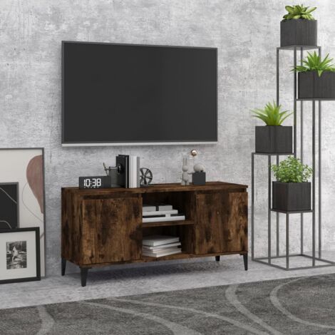 Meuble TV，Banc TV Moderne，Meuble de Rangement avec pieds en métal Chêne fumé 103,5x35x50 cm CFW617510 (1/5)