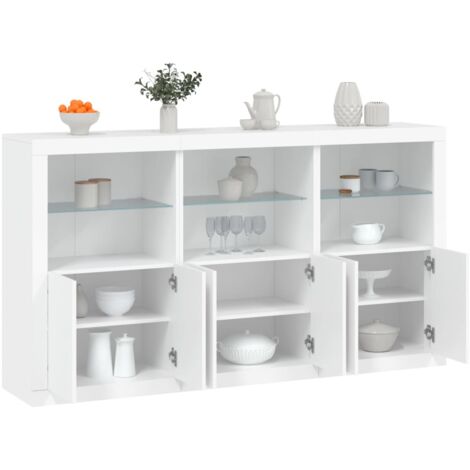 Buffet,Meuble de Rangement,Bahut pour Salon, Salle à Manger, Cuisine avec lumières LED blanc 181,5x37x100 cm CFW947129 (1/5)