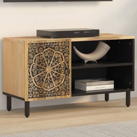 Meuble TV,Banc TV Moderne,Meuble de Rangement 80x31x46 cm bois massif de manguier CFW600641 (1/5)