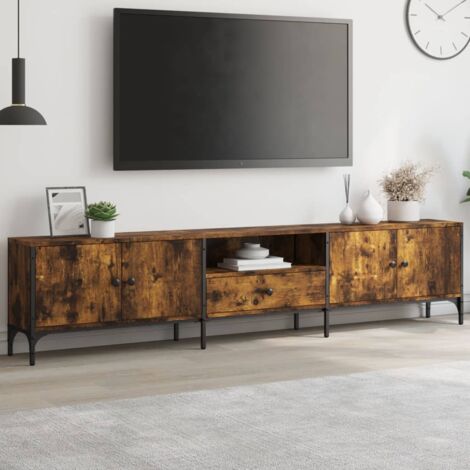 Meuble TV,Banc TV Moderne,Meuble de Rangement à tiroir chêne fumé 200x25x44 cm bois d'ingénierie CFW438580 (1/5)