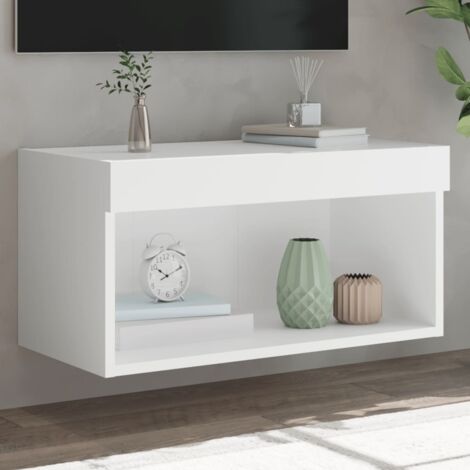 Meuble TV,Banc TV Moderne,Meuble de Rangement avec lumières LED blanc 60x30x30 cm CFW973634 (1/5)